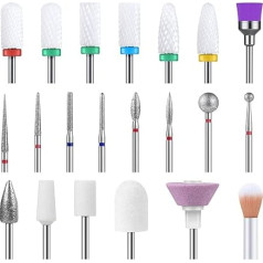 MelodySusie Nail Drill Bit Set, Professional 3/32 Inch Ceramic Diamond Carbide Acrylic Gel Nail Art Tool Set, Cuticle Remover Bit for Acrylic Gel, Dip Powder, Nail Manicure, Pedicure, Salon