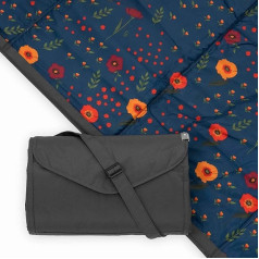 Little Unicorn - Premium Washable Picnic Blanket Large Water-Repellent Play Blanket with Insulated Underside, Beach Blanket - Various Sizes - 152 x 213 cm (Midnight Poppy)