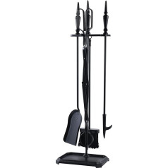 Lichamp Gothic Fireplace Tool Set 5 Pieces Indoor Outdoor Sturdy Fireplace Poker Set with Gothic Handle FTS35BK