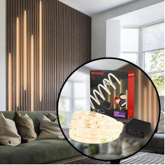 BRILONER - your Panel LED Strip Starter Set, Warm White, Cable Switch, LED Strip, Room Decoration, Band, Accessories, Acoustic Panels, Light Strip, 2.6 m, White