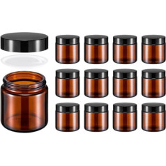 Amber Plastic Jars with Lids, Round Cosmetic Containers, Amber Jars, Refillable Cosmetic Jars for Powder, Liquid, Food, Kitchen, Cosmetics, Lotion, Ointments