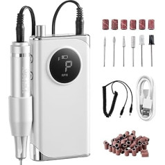 VEVOR Electric Nail Drill, Portable 40000RPM Electric Nail Drill Bit Acrylic Gel Grinding Tool with LCD Display and 6 Bits and 50 Sanding Bands for Manicure, Pedicure, Carving and Polishing