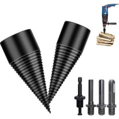 Forhandy Wood Splitter Screw Cone Set 42 mm + 32 mm Wood Splitter Drill Bit with 4 Drill Handles Cone Splitter Wood Split Wood Splitter Drill Bits for Drill
