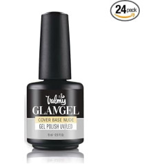 GLAMGEL Valmy Mega Base Cover for Semi-Permanent Nail Polish, Extra Strong Rubber Layer to Protect Weak and Brittle Nails 15ml Nude (Beige/Pink)