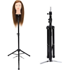 Ejoyous Doll Head Stand, Height Adjustable Practice Head Holder, Metal Practice Head Stand with Tripod Leg and Non-Slip Handle for Hairdressing Training Head Mannequin Head