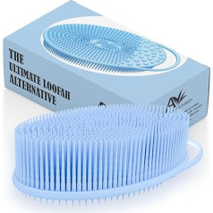 Avilana 3 in 1 Silicone Body Brush - Exfoliating Silicone Body Scrubber, Easy to Clean, Foams Good, Durable and More Hygienic Than Traditional Loofah (Blue)