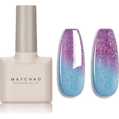 MAYCHAO Colour Changing Gel Nail Polish Purple to Blue Temperature Changing Soak Off Nail Art Manicure Salon DIY at Home