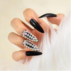Coffin False Nails Crystal Long Fake Nails Ballerina Acrylic Press On Nails Full Cover Stick On Nails 24 Pieces for Women and Girls (2)