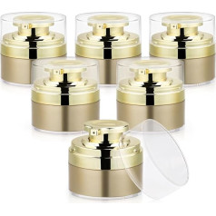 BOSMIOW 6 x 30ml Gold Airless Acrylic Cream Pump Vessel Vacuum Lotion Bottle Dispenser Moisturizer Container with Pump Refillable Travel Size Toiletry Bottle for Makeup Essence