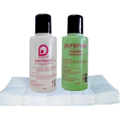 Kit Solvent Mini Pocket with 1 Cleaner Degreaser 100 ml + 1 Diss 'Nail UV Gel 100 ml + 100 Square Cellulose and False Nails