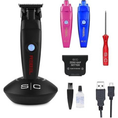 Gamma Più Stylecraft Rebel Professional Men's Hair Trimmer with Rotary Motor, 120 Minutes of Autonomy without Cable, Adjustable Blade 0 Gap, 3 Interchangeable Covers