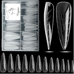 Vnjaoi 120 Pieces Poly Extension Gel Double Nail Shapes with Scale Builder Coffin Gel Manicure Nail Art Design Salon DIY Home (Long Water Drops, Double Nail Shapes Set)