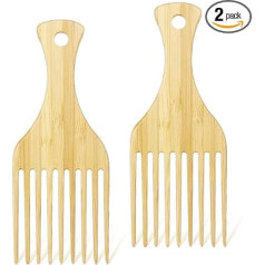 Afro Comb Natural Wood Comb Styling Detangling Comb for Women and Girls Curly Wavy Thick Straight Hair 2 Pieces