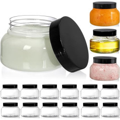 Yarlung 16 Pack 8oz Plastic Jars with Lids Clear Empty Refillable Sample Containers Round Flat Slime Jars for Makeup, Lotions, Body Butter, Sugar Scrub, Creams, Travel Storage