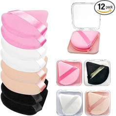 Triangular Powder Puff with 4 Travel Bags, Triangle Makeup Puff Reusable Velour Cosmetic Foundation Blender Sponge for Loose Powder, Body Powder, Beauty Makeup Tools (4 Colors)