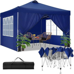 COBIZI Gazebo 3 x 3, Folding Gazebo 3 x 3 m Waterproof Stable Winterproof Pop Up Gazebo with 4 Side Panels and 4 Sand Bags, UV Protection 50+, Foldable Garden Gazebo Party Tent, Navy Blue