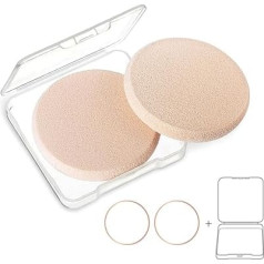 Kooba AZB 2pcs Face Powder Puff Round Foundation Sponges for Cosmetic Flawless Treatment with 1 Case