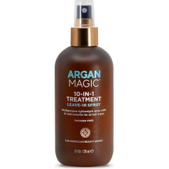 Argan Magic 10-in-1 hair treatment and styling spray, white