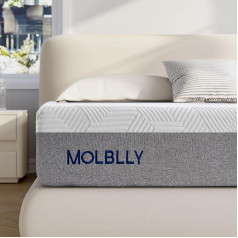 Molblly - Mattress 180 x 200 cm, Height 20 cm, H3, Orthopaedic 7-Zone Cold Foam Mattress, Anti-Allergic, Back-Relieving, Removable Fabric Cover Mattress 180 x 200 x 20 cm