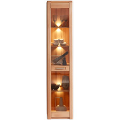 Stella Trading Nature One Display Cabinet in Beech Heartwood Partially Solid FSC Certified - Modern Display Cabinet with LED Lighting and Lots of Storage Space - 43 x 203 x 40 cm (W x H x D)