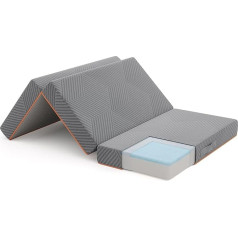 Vesgantti Folding Mattress Guest Mattress, 3-Piece Gel Foam Folding Mattress for Travel, Camping, Floor, Guest Bed, Washable Cover, Foldable Mattress, Oeko-Tex Certified (15 cm, 140 x 195 cm)