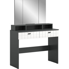 Xonox.home Monte X97A2T67 Dressing Table with Mirror 100 x 142 x 42 cm High-Gloss Anthracite and White