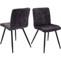 Duhome Dining Room Chairs, Living Room Chairs, Set of 2 Kitchen Chairs, Velvet Fabric Seat in Vintage Design, Upholstered Chair, Metal Legs, Black