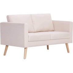 Vidaxl 2-Seater Sofa Living Room Lounge Couch Set Indoor Office Home Furniture Modular Chaise Lounge Seating Set Deck Chair Fabric Cream