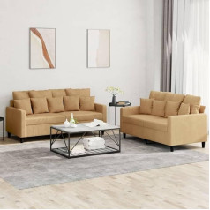 Ccciner 2-Piece Sofa Set with Cushion Brown Velvet Comfortable Velvet Sofa Set with 2 Sofas for Living Room and Relaxation Sofas and Couches