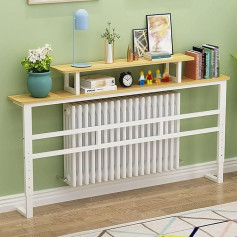 Generisch White Narrow Console Table with Shelves Height Adjustable Long Entrance Sofa Table for Hallway Living Room Foyer Behind Couch 140cm