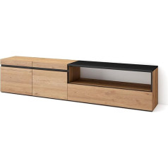 Skraut Home TV Cabinet, Lowboard, for Living Room and Dining Room, 200 x 45 x 35 cm, for TVs up to 80 inches, TV Table, Modern Style, Oak Black