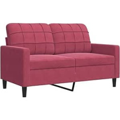 Vidaxl Sofa 2-Seater, Upholstered Sofa Double Sofa for Living Room, Couch Lounge Sofa Metal Frame, Two-Seater Velvet Sofa Seating Furniture, Modern, Wine Red, 120 cm Velvet