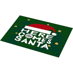 Amdxd 4er Set Tischset Stoff Abwaschbar Quadratisch, 70% Vinyl 30% Polyester Platzset Weihnachten Abwischbar Weihnachten Hut Muster Anti-Rutsch, Tischuntersetzer Abwaschbar Rund Grün, 30x45CM