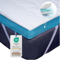Komfortec Gel Topper 180 x 200 cm H3/H4, Mattress Topper for Box Spring Bed, Oeko-Tex Certified, 7.5 cm Height, Aloe Vera Cover