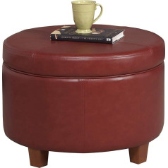 Homepop Ottoman, Hardwood, Plywood, Red, One Size