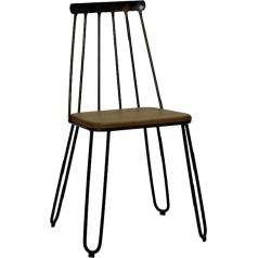 Addecor Dining Room Chair in Brown | Living Room Chair Made of Solid Bars and with Wooden Seat | 38 x 36 x 86 cm | Georgia Model | Industrial Style Kitchen Chair
