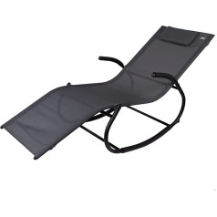 Aktive 61061 Rocking Lounger Garden Lounger Anthracite with Cushion Textile and Steel Grey