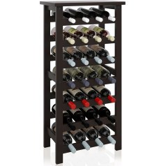 Smibuy Bamboo Wine Rack 28 Bottle 7 Tier Freestanding Kitchen Pantry Basement Bar Rack (Black)