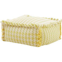 Mocofo Decoration Cotton Unfilled Woven Stool Covers Square Footstool Ottoman for Living Room, Bedroom, Patio (Yellow, 40 x 40 x 20 cm)