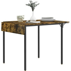 Homcom Folding Dining Table Kitchen Table Extendable with 2 Flaps Industrial Style Rectangular Small Space Folding Table for 2-4 People Rustic Brown