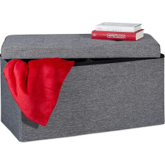Relaxdays 84L Folding Storage Bench Padded Storage Bench with Divider Hallway Bedroom Chest Bench Dark Grey