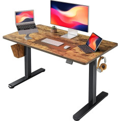 Fezibo Height Adjustable Electric Desk, 100 x 60 cm, Standing Desk with Memory Control and Anti-Collision Technology, Black Frame/Brown Table Top