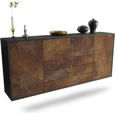 Dekati Metairie Sideboard Hanging (180 x 77 x 35 cm) Body Anthracite Matt - Front Rusty Industrial Design - Push to Open - Smooth Running Rails