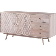 Massivmoebel24.De Mosayk #206 Sideboard Acacia 145 x 42 x 75 cm White Lacquered