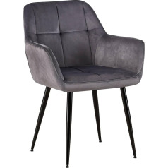CLP Emia Visitor's Chair with Velvet Cover, Upholstered Chair with Robust Metal Frame, Kitchen Chair with Floor Protectors, Colour: Grey, Material: Velvet