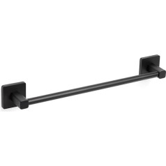 Tatay Nero Collection Bathroom Accessories Towel Rack, Stainless Steel and Zamak, Holds up to 10 kg, Black Towel Rail, Dimensions 6 x 6.5 x 45 cm