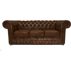Chesterfield Sofa First Class - The Chesterfield Brand | 3 Seater Sofa | 100% Leather Handmade Original Chesterfield | Width 200 cm | Cloudy Light Brown