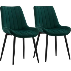 Clipop Velvet Dining Room Chairs, Set of 2, Kitchen Chairs, Upholstered Chair, Living Room Chair, Padded Armchair, Seat with Backrest and Metal Legs (Set of 2, Green)