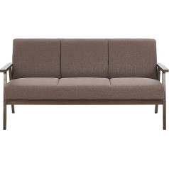 Beliani Asnes Retro Upholstered Sofa 3-Seater Brown with Wooden Frame and Spring Core