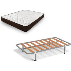 ‎Hogar24 Es HOGAR24 ES Viscosoft Lama 100 Mattress + Slatted Frame + 4 Square Legs 26 cm 90 x 180 cm